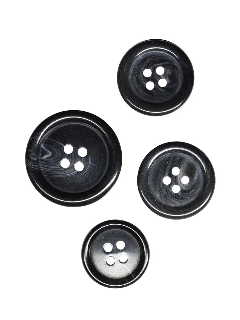 1187-Black Marbled Button, 8 Sizes